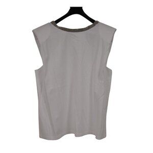 Fabiana Filippi Womens Padded Shoulder Sleeveless Tank Top Large White Cotton